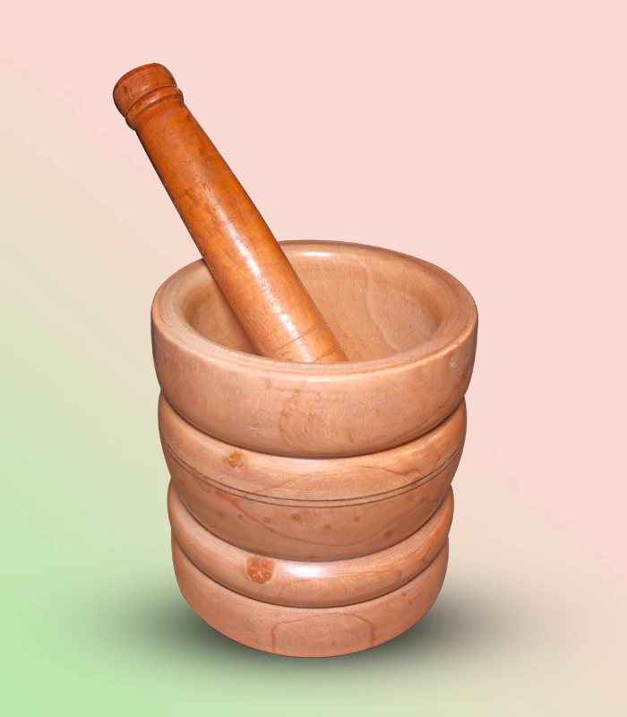 new Wooden Haman Dista (6 inch) Mortar Pestle with gradient background