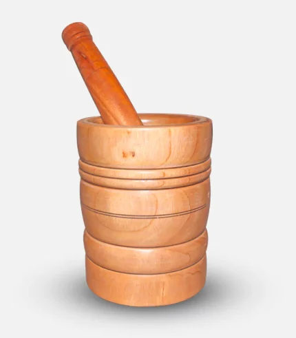 new long Wooden Haman Dista (6 inch) Mortar Pestle with gradient background 1